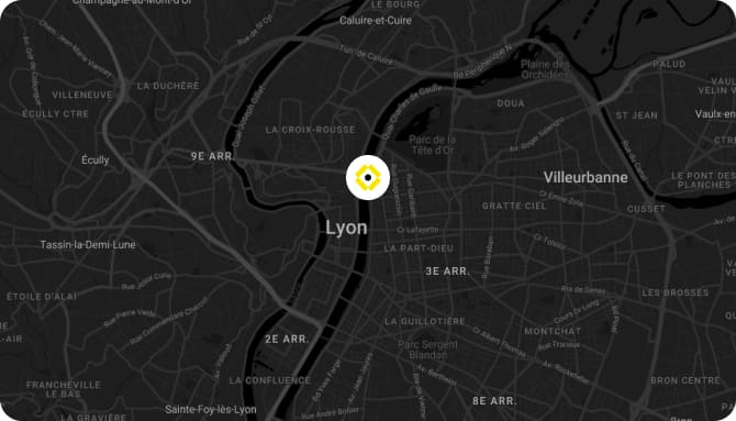 Carte de Lyon avec localisation de l’agence Grospiron