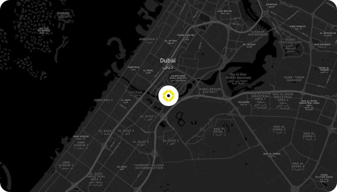 Carte de Dubaï indiquant l’implantation internationale de Grospiron