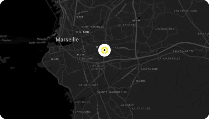 Carte de Marseille indiquant le bureau Grospiron pour les contacts régionaux