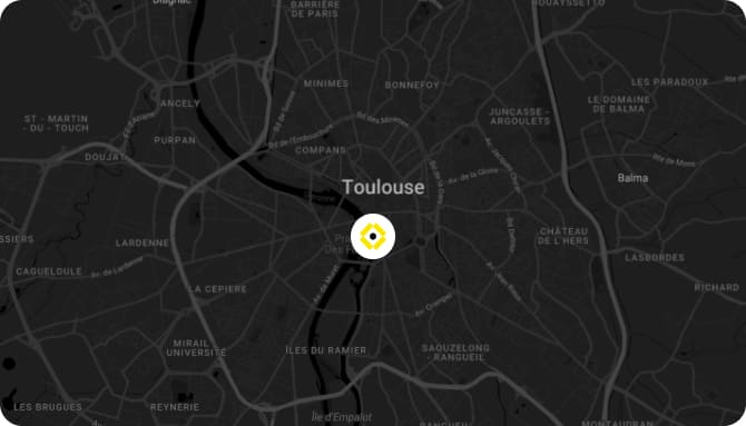 Carte de Toulouse montrant l’emplacement de l’agence Grospiron dédiée à la mobilité