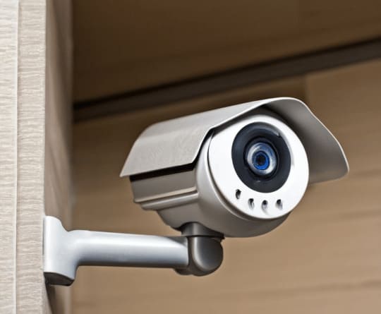 Caméra de sécurité dans les installations de garde-meubles Grospiron Paris pour un stockage sécurisé