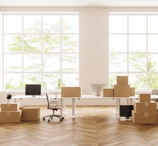 Déménagement de bureau professionnel avec Grospiron, espace de travail en transition